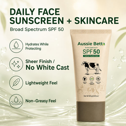 Aussie Betta Broad Spectrum SPF 50 Hybrid Tallow Sunscreen for Face & Body
