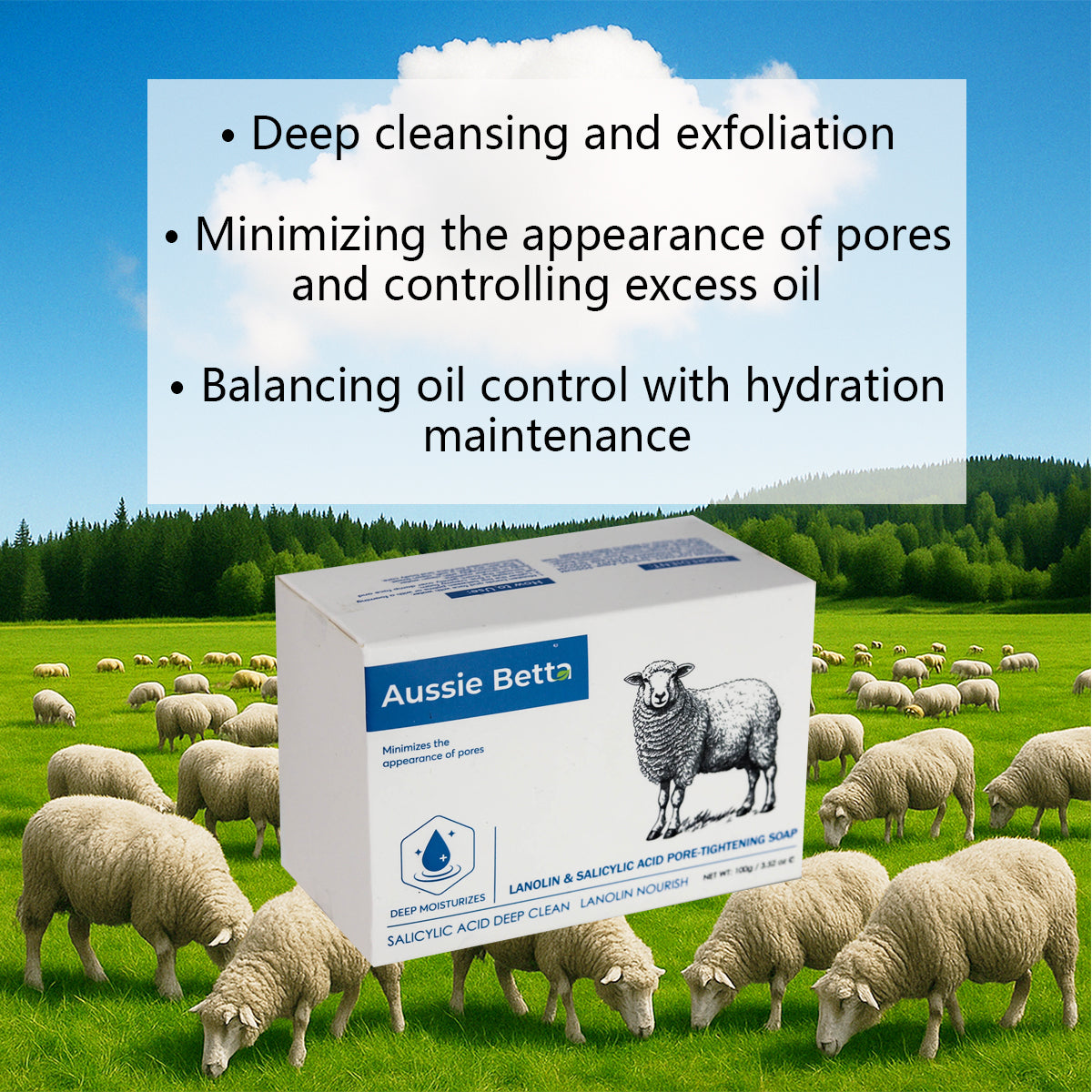 Aussie Betta Lanolin & Salicylic Acid Pore-Tightening Soap