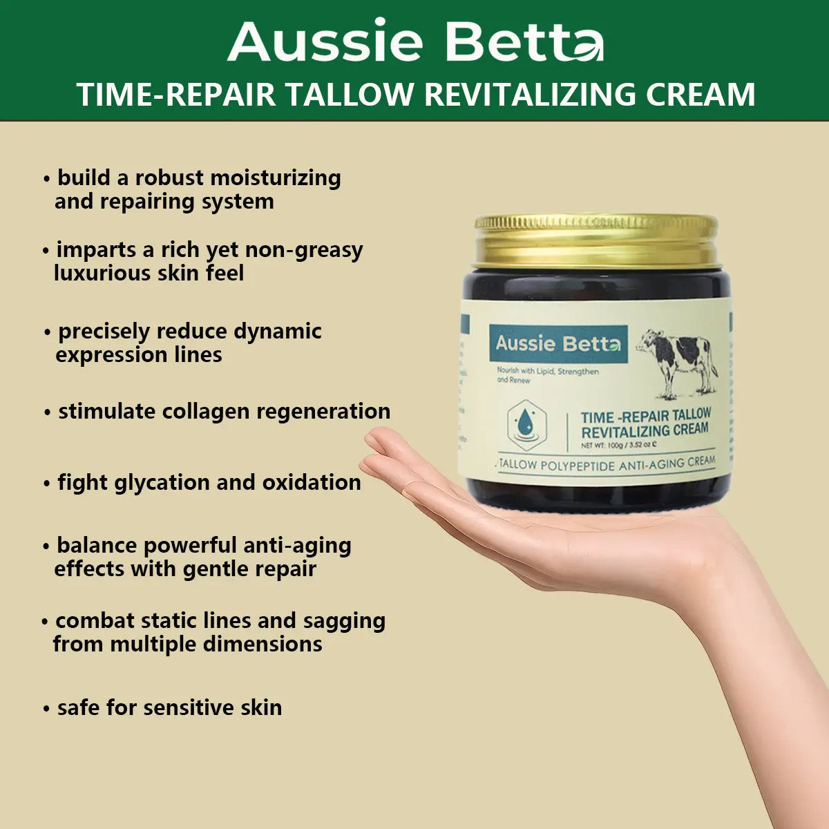 Shell Betta Cream Aussie Betta Time-Repair Tallow Revitalizing Cream